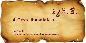 Árva Benedetta névjegykártya